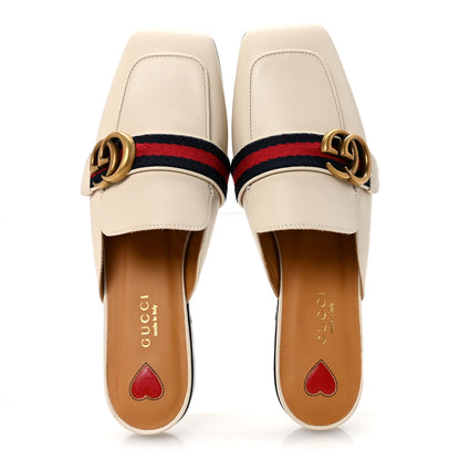 Gucci Calfskin Web Womens Peyton GG Slippers 36.5 Mystic White 2 of 10