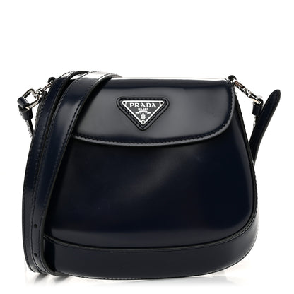 Prada Spazzolato Mini Cleo Flap Adjustable Strap Shoulder Bag Navy 1 of 11