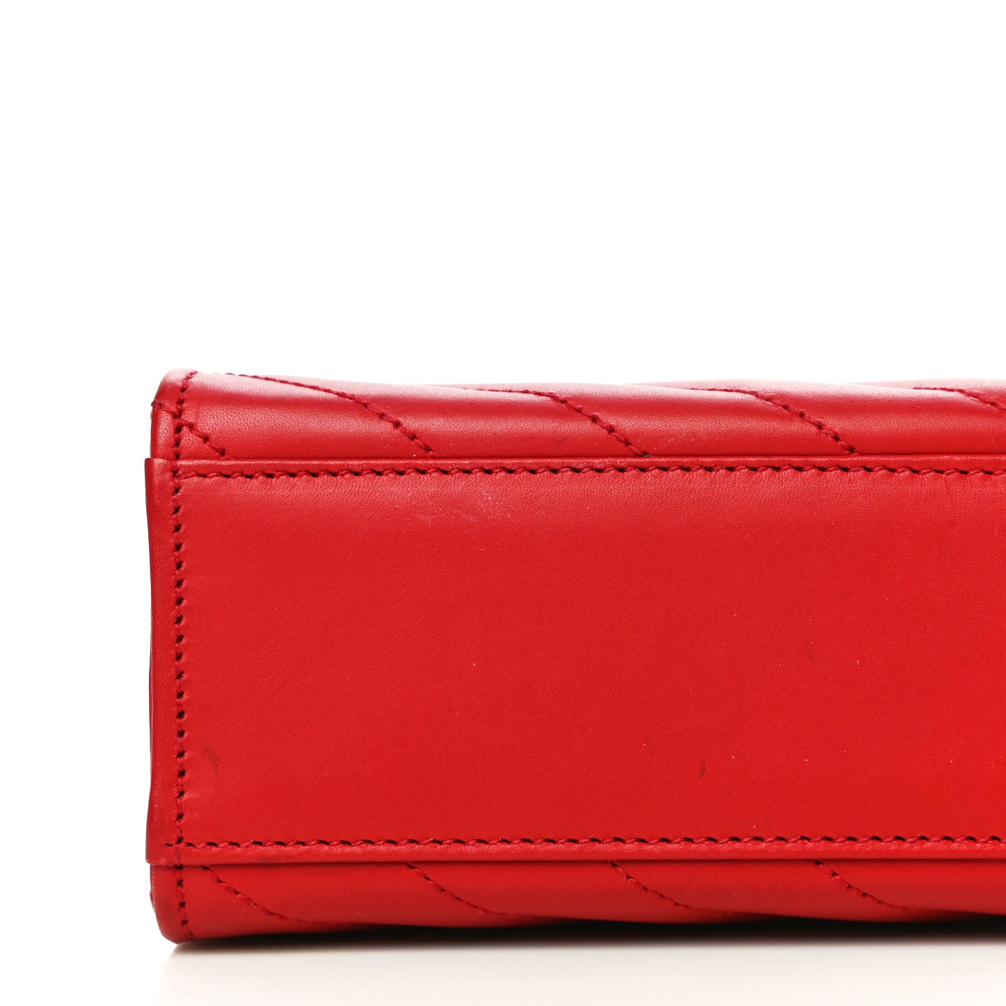 Smooth Calfskin Matelasse Chevron Large Monogram Satchel Red