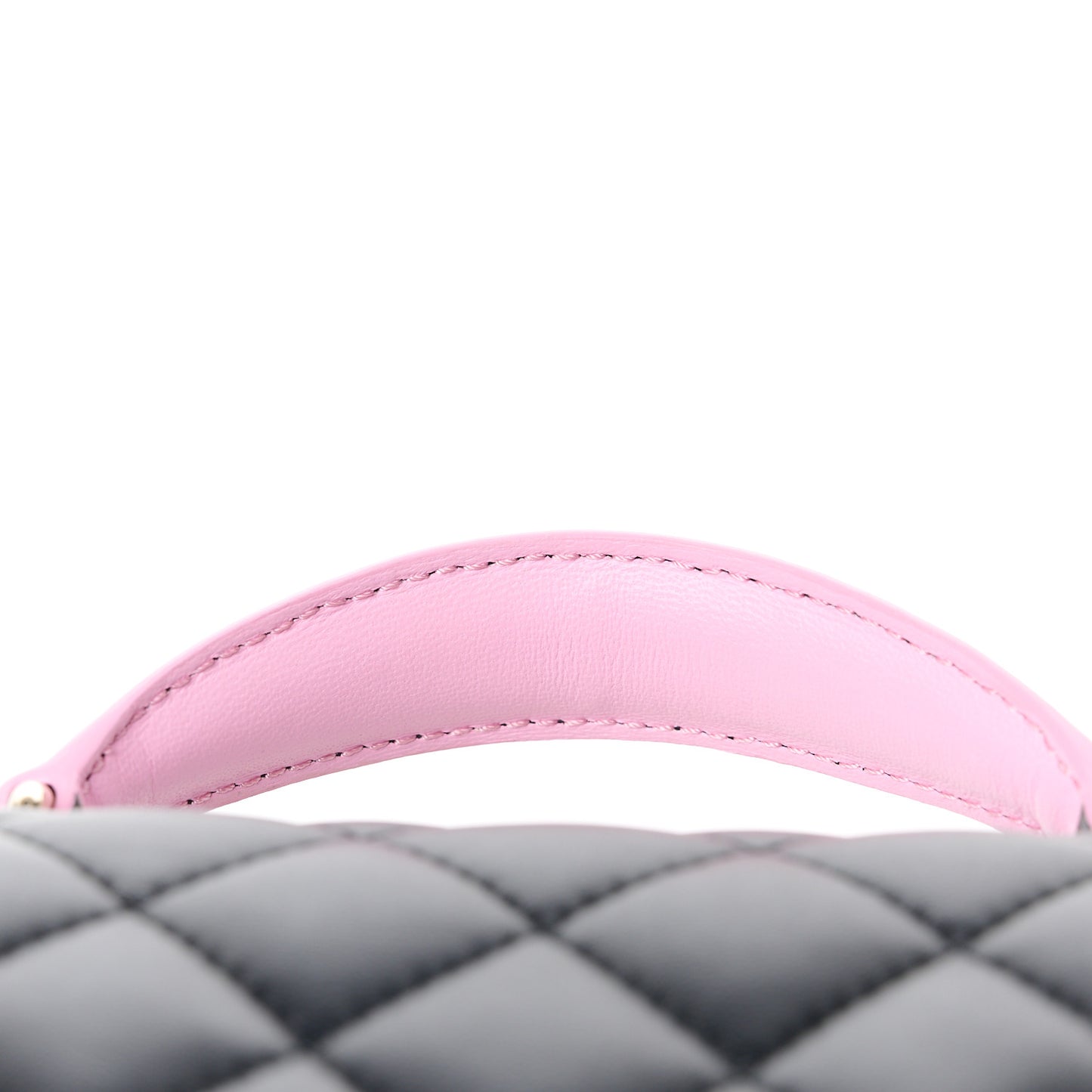Lambskin Quilted Bi-Color Mini Top Handle Rectangular Flap Black Lilac