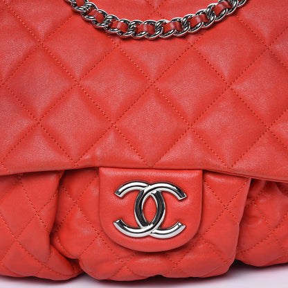 Chanel Washed Lambskin Quilted Large Chain Around Messenger Red 10 of 23