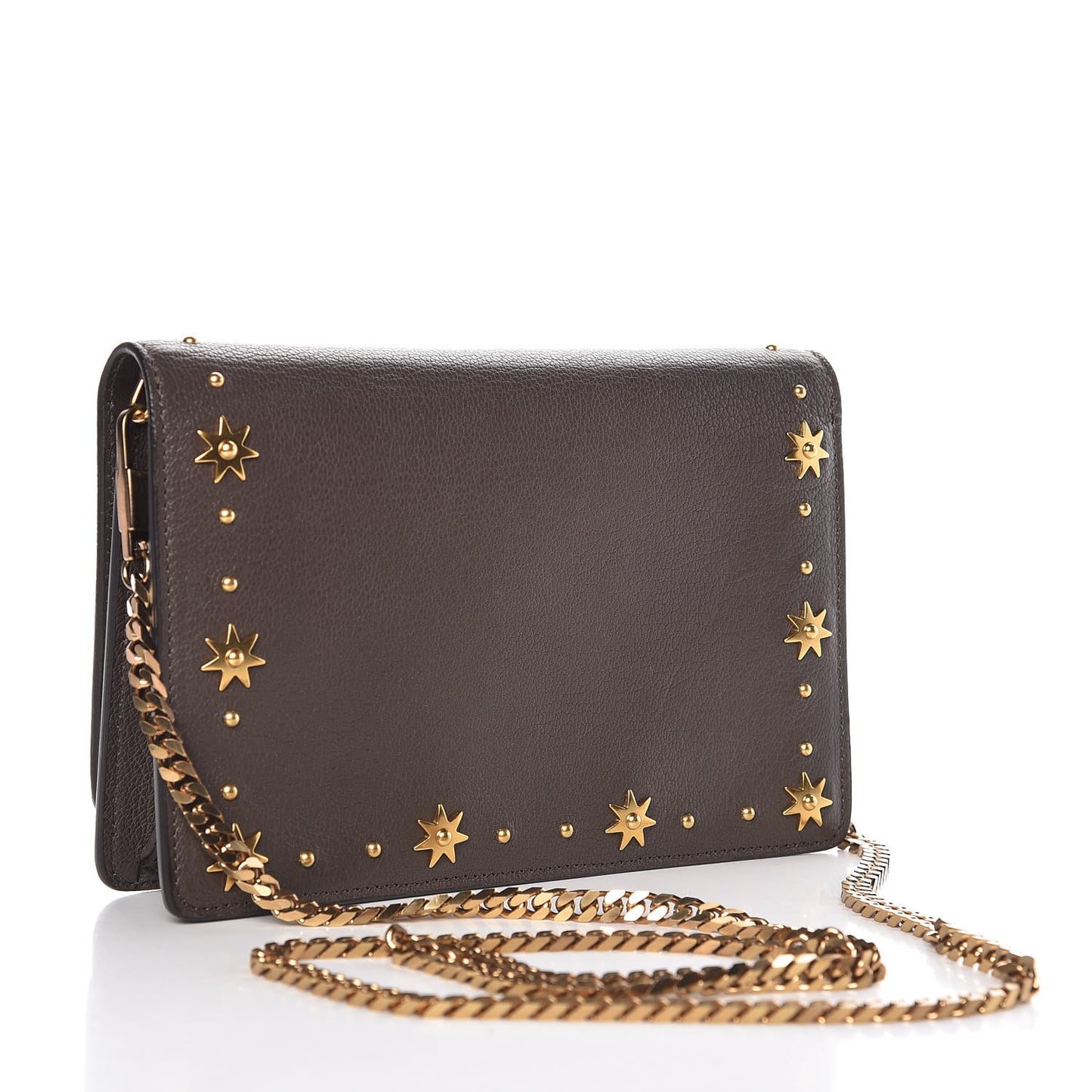 Goatskin Embellished Pandora Chain Wallet Heather Grey