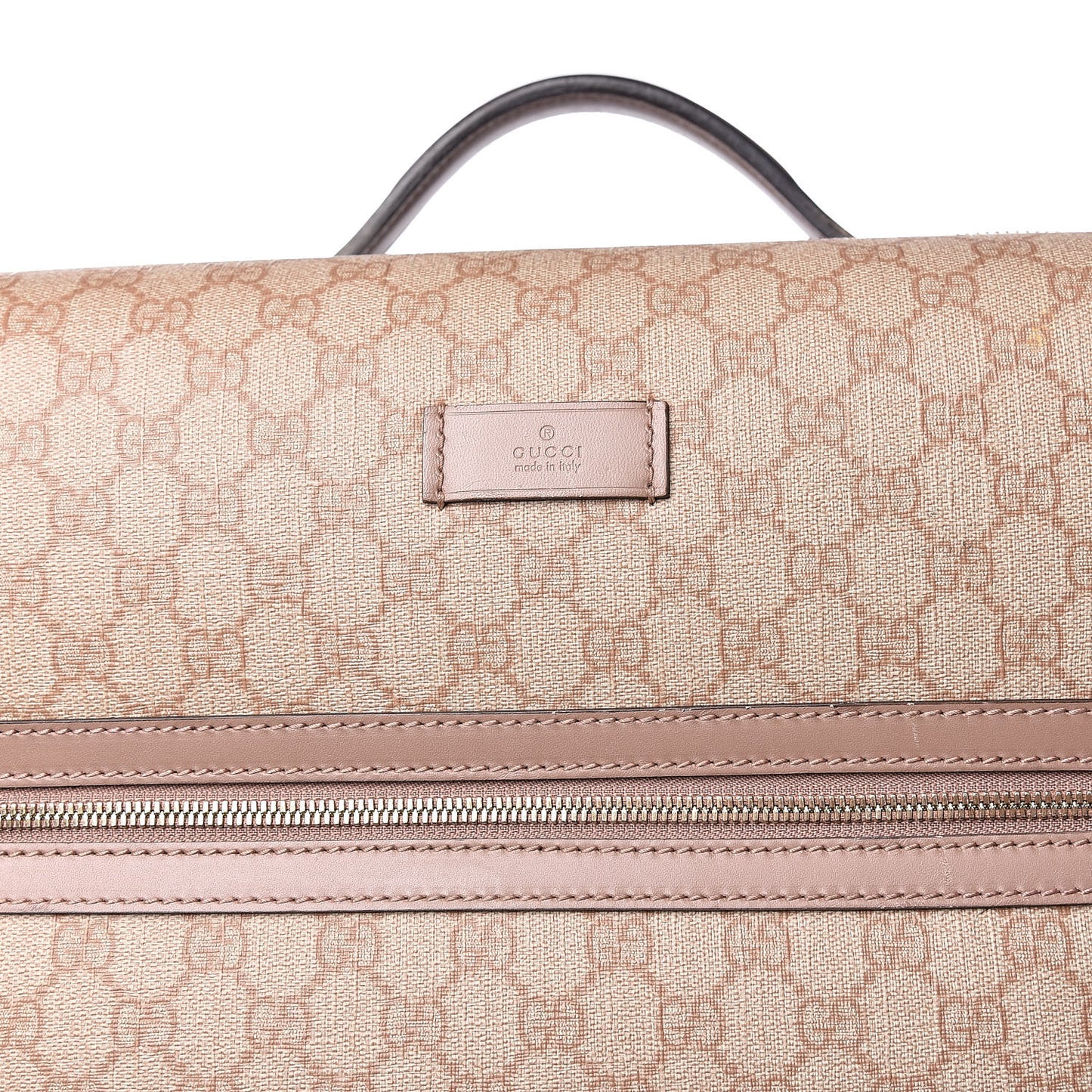 GG Supreme Monogram Selleria Calfskin Four Wheel Carry On Suitcase Winter Rose