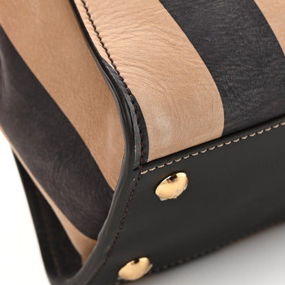 Fendi Vitello Nabuk Seta Pequin Medium Peekaboo Iconic Satchel Tobacco Moro Ebano 12 of 14