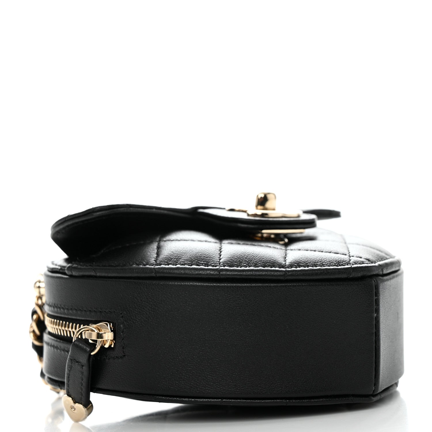 Chanel Lambskin Quilted CC In Love Heart Clutch With Chain Black 4 of 11