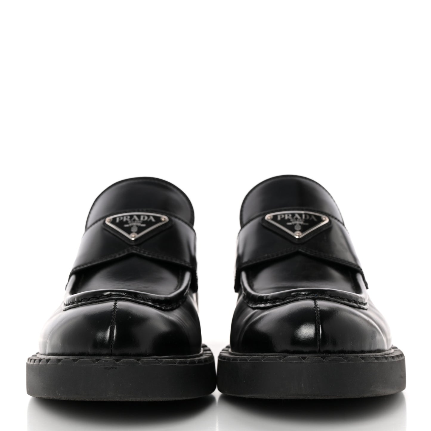 Spazzolato Metal Triangle Logo 50mm Loafers 39 Black