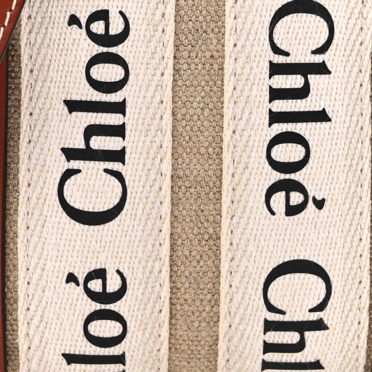 Chloe Cotton Calfskin Nano Woody Ribbon Tote White Brown 7 of 9