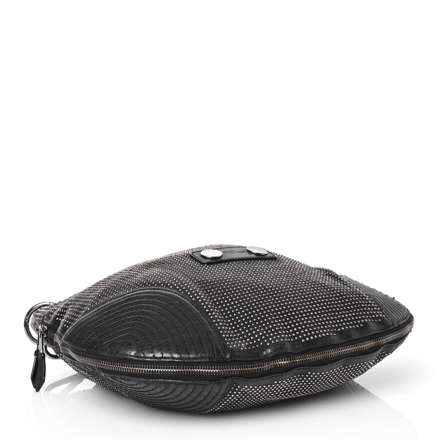 Studded Calfskin Faithful Zip Hobo Black