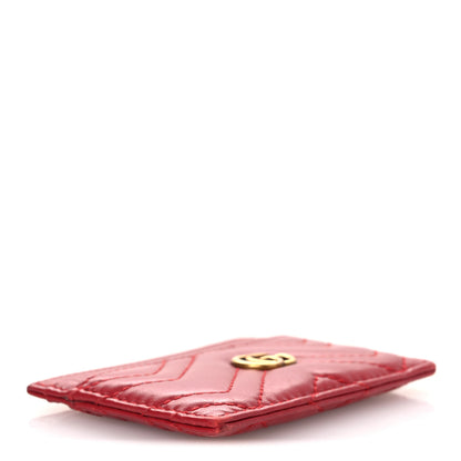 Gucci Calfskin Matelasse GG Marmont Card Holder Hibiscus Red 3 of 8