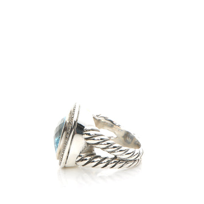 David Yurman Sterling Silver Diamond Blue Topaz 14mm Albion Ring 52 6.25 3 of 6