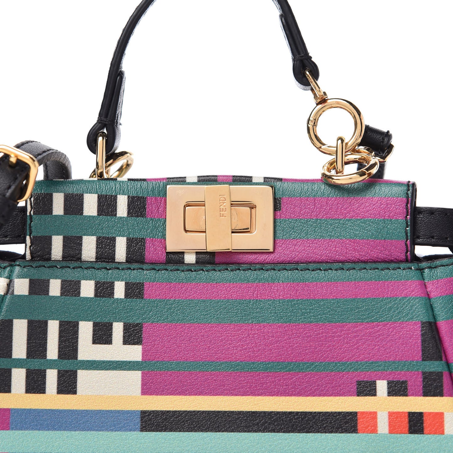Vitello Seta Digital Print Micro Peekaboo Iconic Satchel Multicolor Black