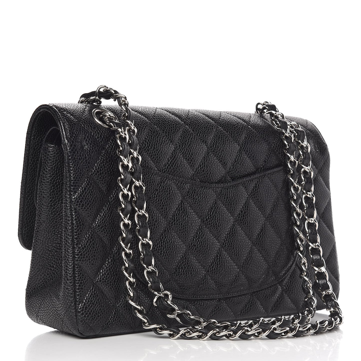 Caviar Quilted Medium Double Flap Black