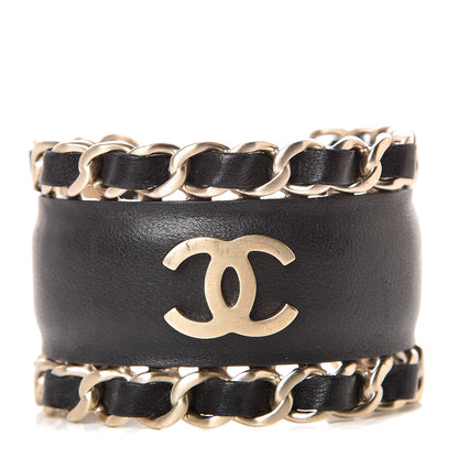 Chanel Lambskin Chain CC Cuff Black Gold 1 of 6