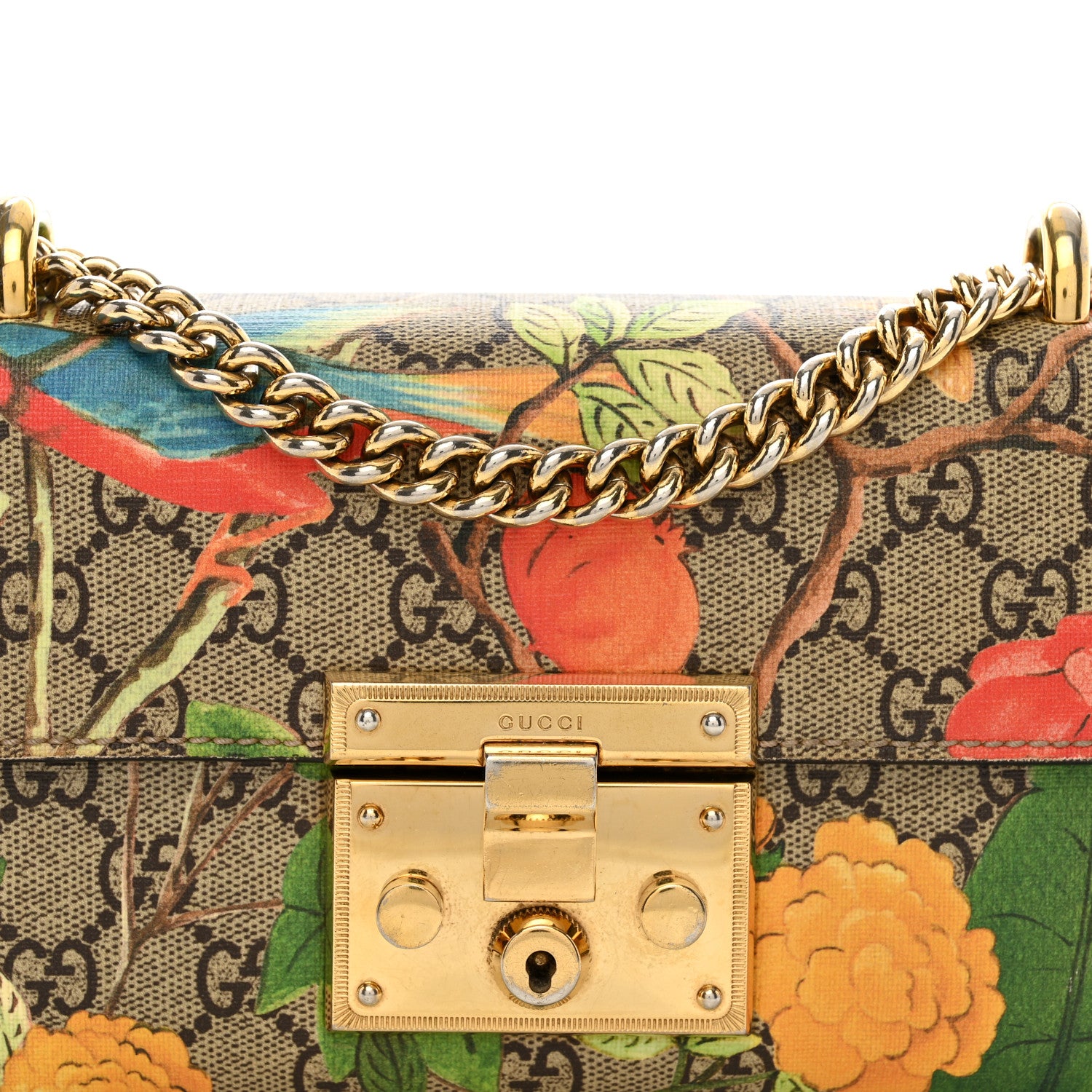 Gucci GG Supreme Monogram Tian Small Padlock Shoulder Bag Beige Multicolor New Acero 5 of 14
