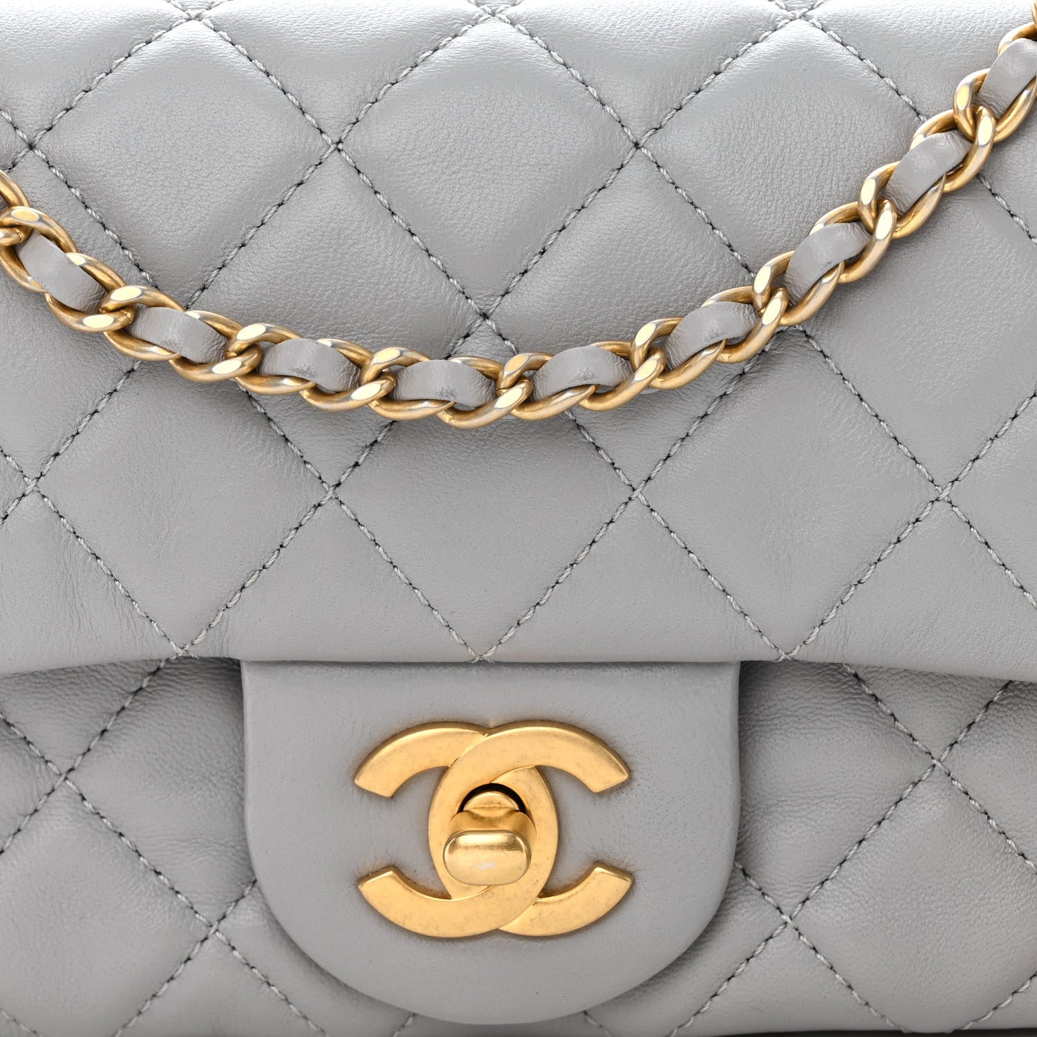 Chanel Lambskin Quilted Mini Rectangular Pearl Crush Flap Grey 8 of 11