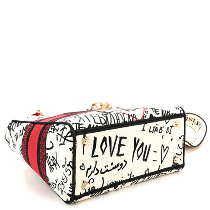 Christian Dior Canvas Medium DiorAmour Graffiti Lady D-Lite Latte 4 of 9