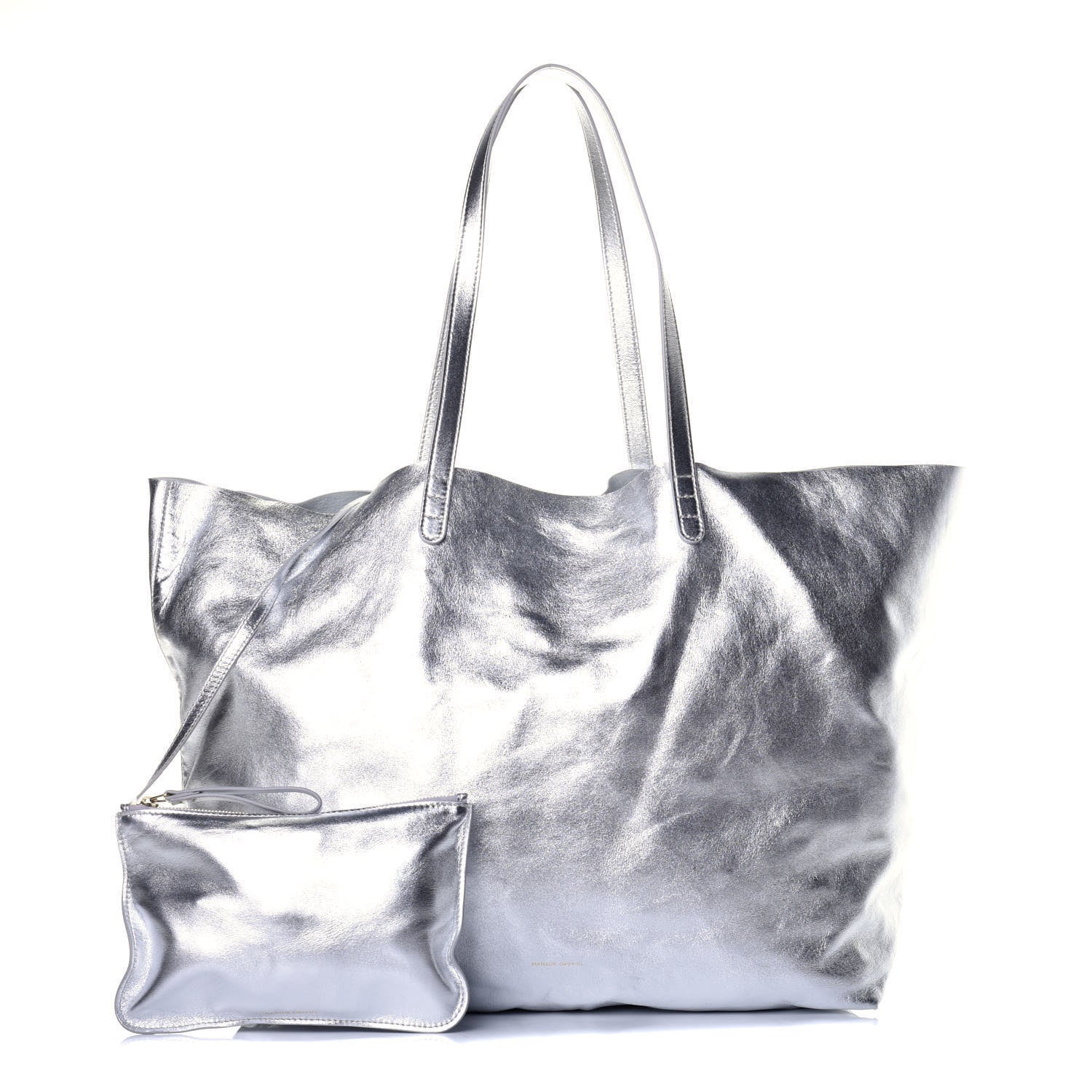Mansur Gavriel Metallic Lambskin Oversized Tote Silver 1 of 8