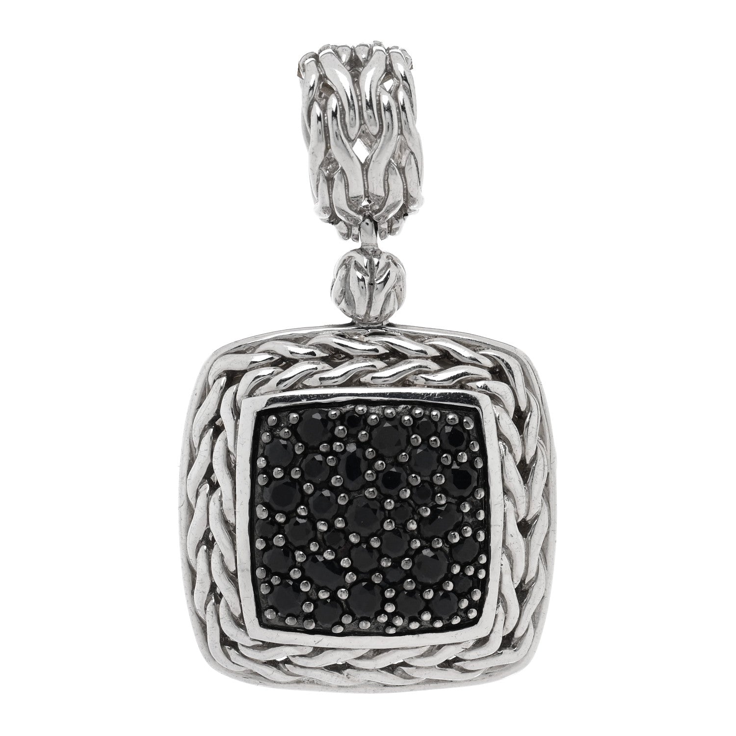 John Hardy Sterling Silver Black Sapphire Classic Chain Square Pendant 1 of 3