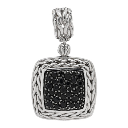 John Hardy Sterling Silver Black Sapphire Classic Chain Square Pendant 1 of 3