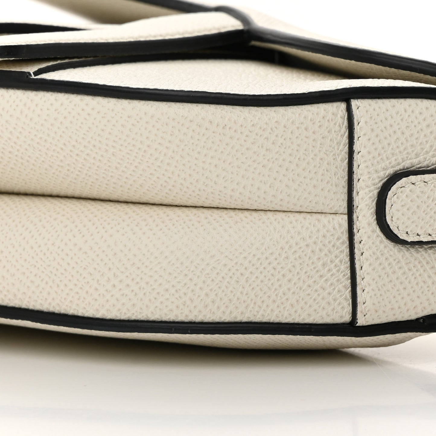 Grained Calfskin Mini Saddle Bag White