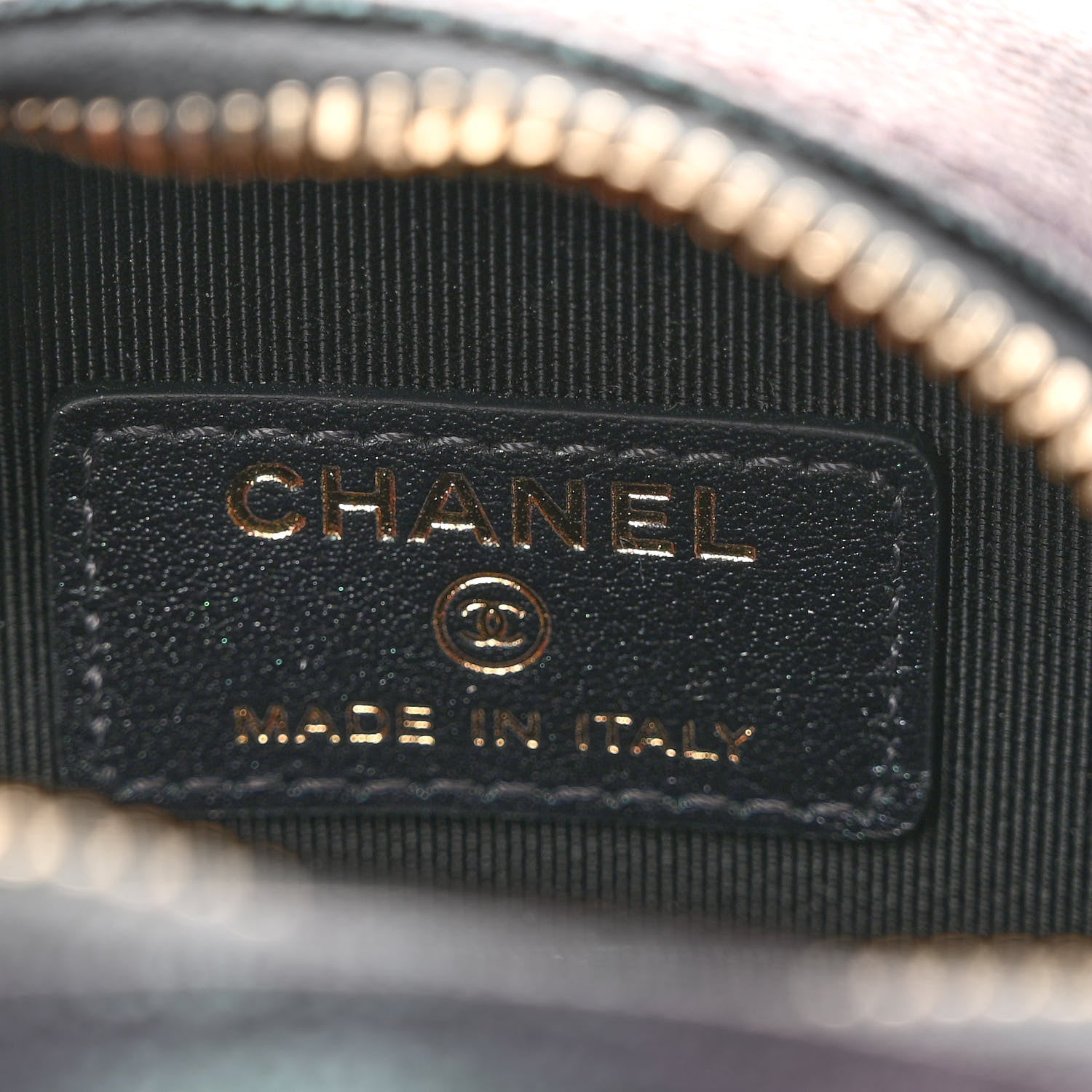 Chanel Iridescent Caviar Quilted Round Clutch With Chain Navy 6 of 9