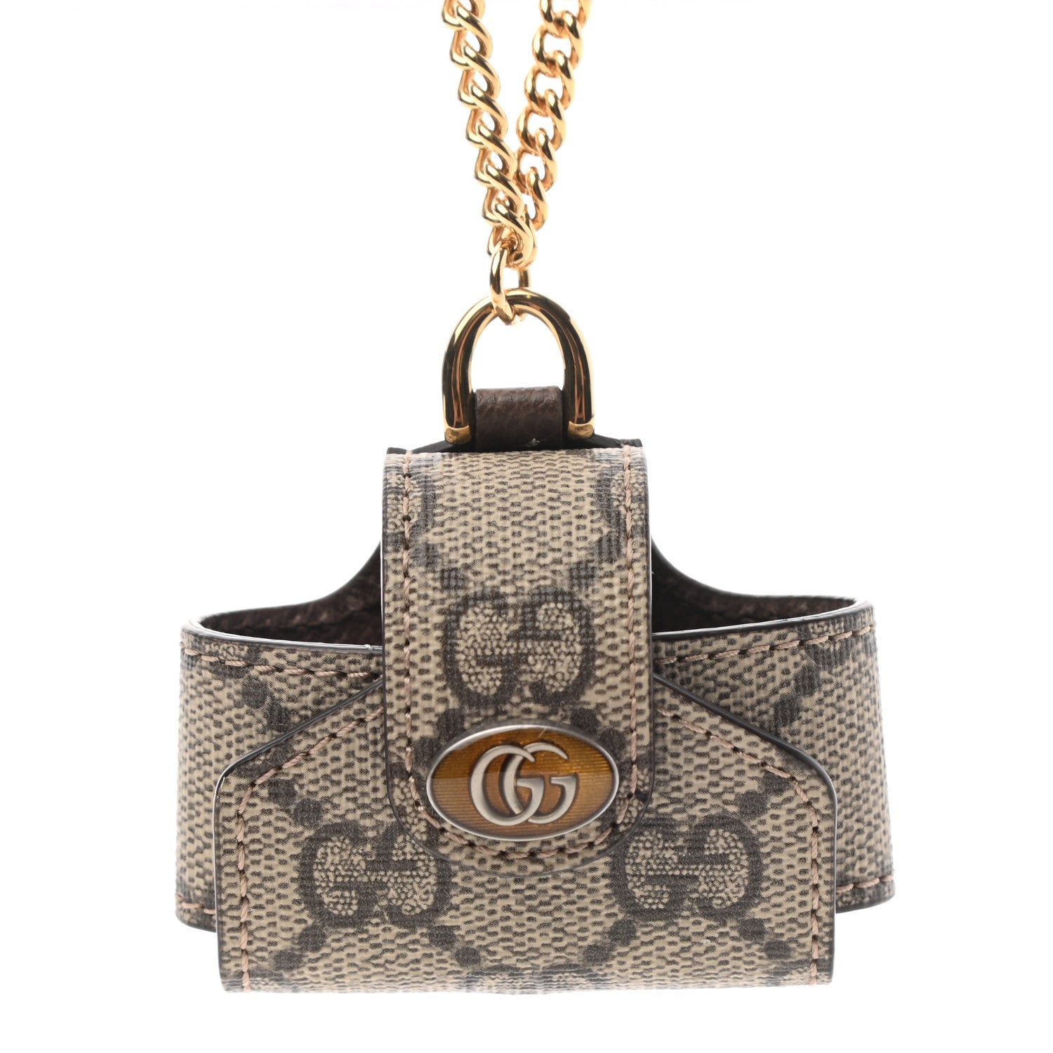 Gucci GG Supreme Monogram AirPods Case Neckalce Beige Ebony 4 of 7