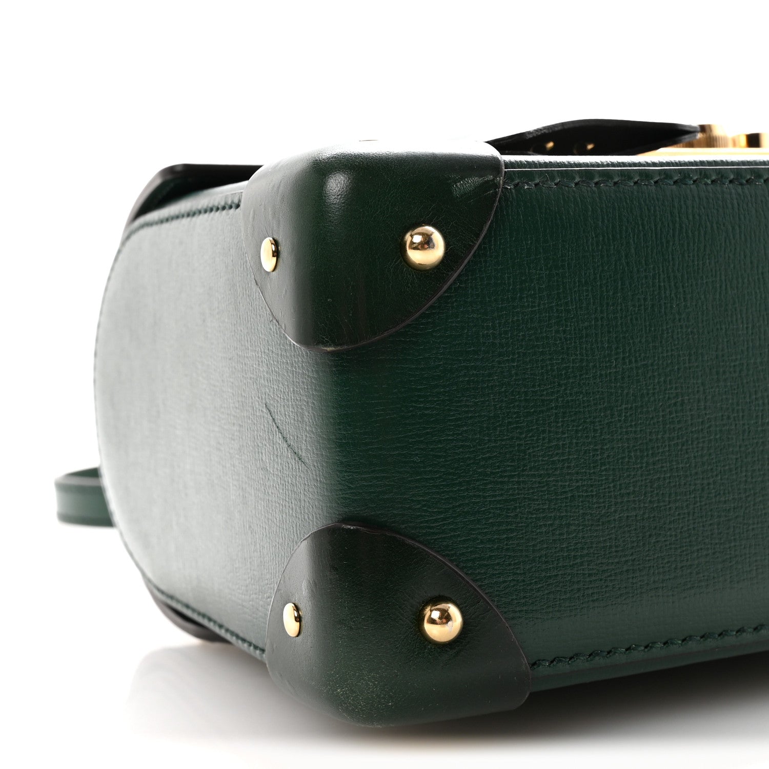 Gucci Azalea Calfskin Small Padlock Bamboo Shoulder Bag Vintage Green 9 of 10