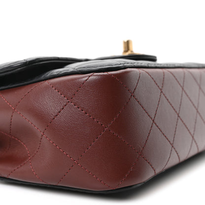 Chanel Calfskin Quilted Small Strap Into Flap Bag Black Burgundy 9 of 10