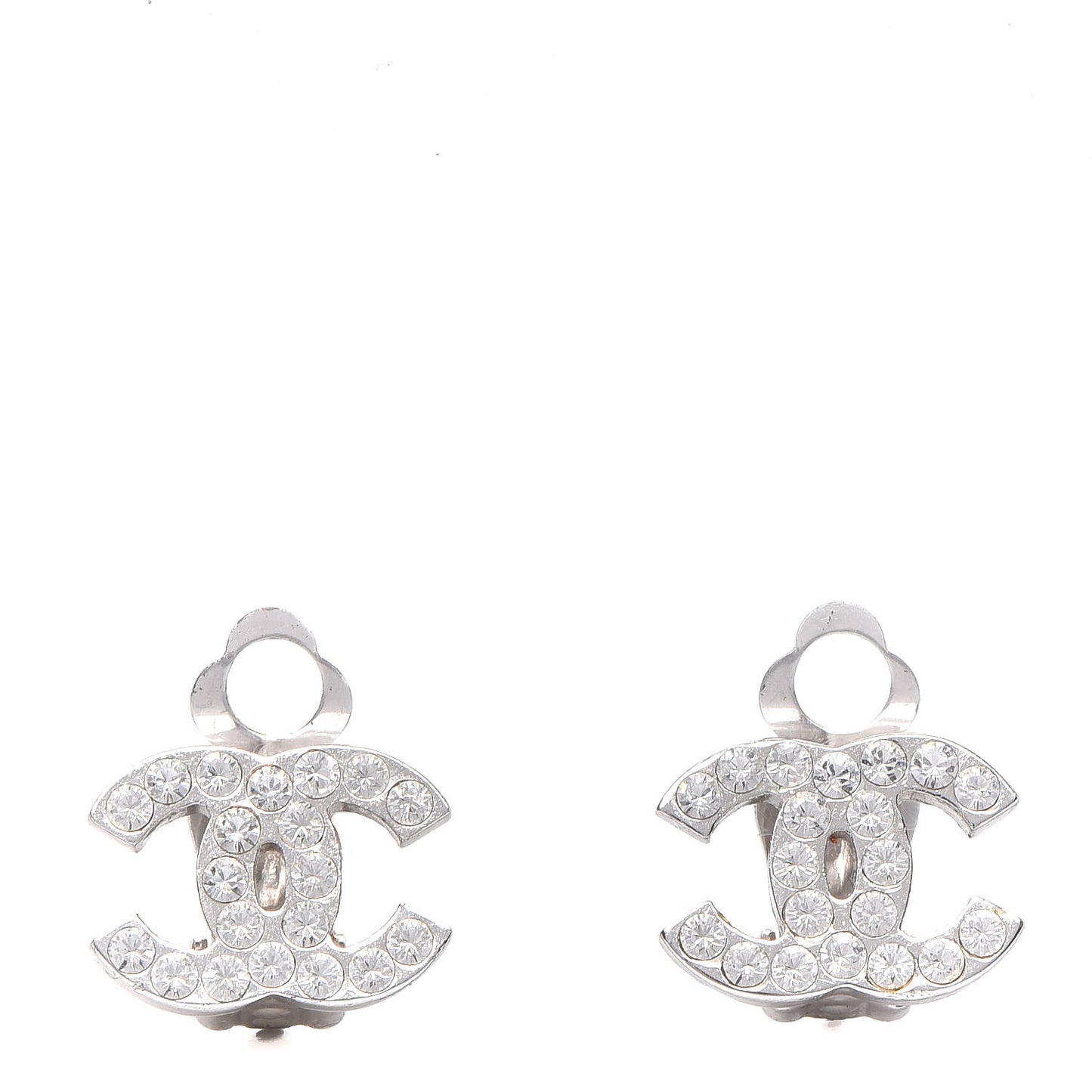 Crystal CC Clip On Earrings Silver
