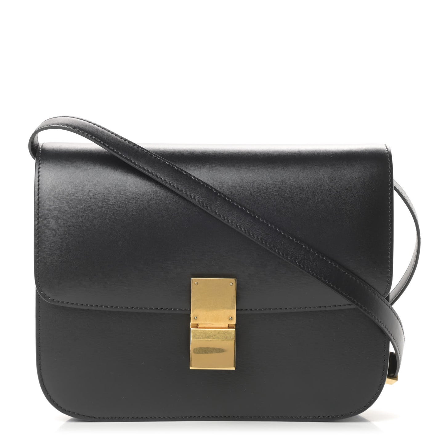 Box Calfskin Medium Classic Box Flap Bag Black