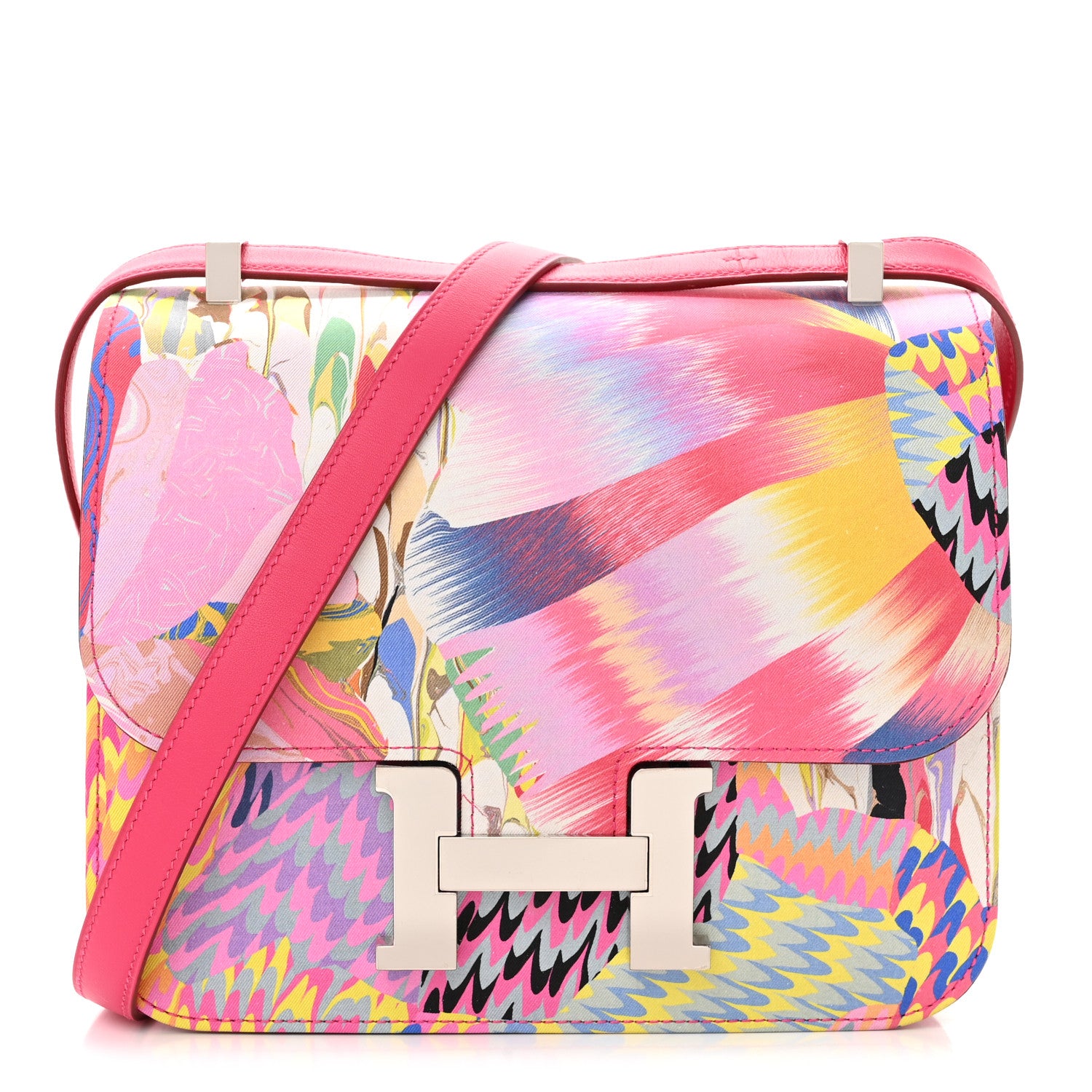 Hermes Swift Silk Marble Printed Constance 24 Rose Azalee Rose Mexico 1 of 10