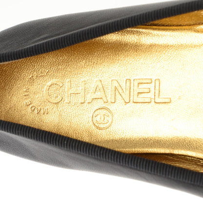 Chanel Metallic Calfskin Cap Toe Ballerina Flats 36 Gold Black 7 of 7