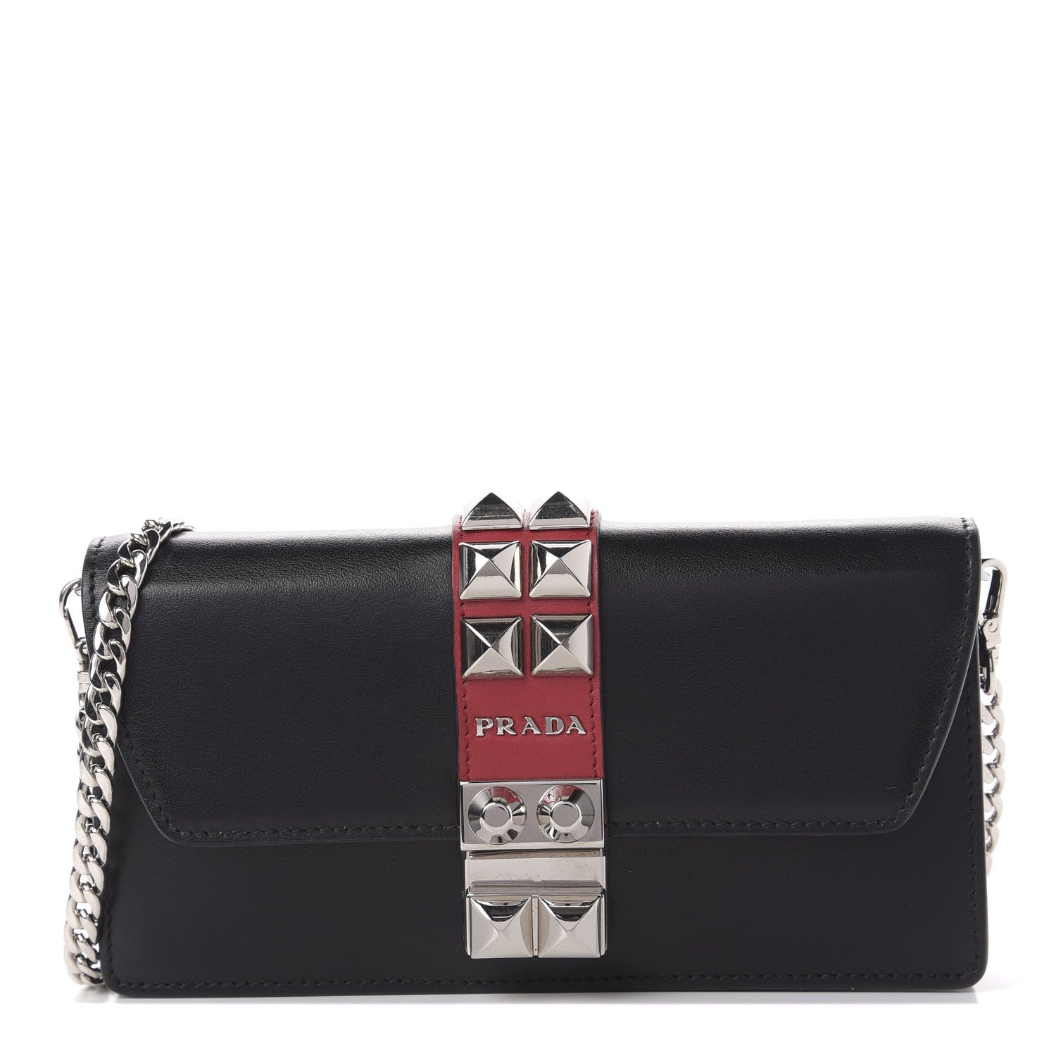 Prada City Calfskin Studded Mini Elektra Crossbody Bag Black Fuoco 1 of 10