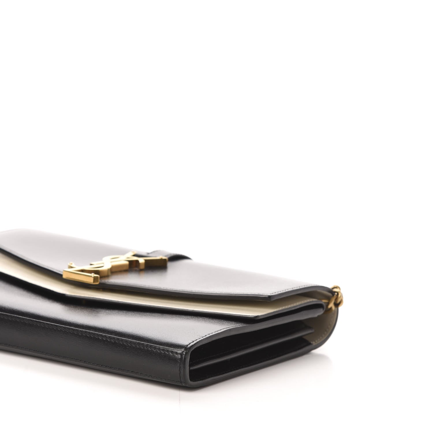 Saint Laurent Smooth Calfskin Monogram Sulpice Chain Wallet Black White 9 of 12