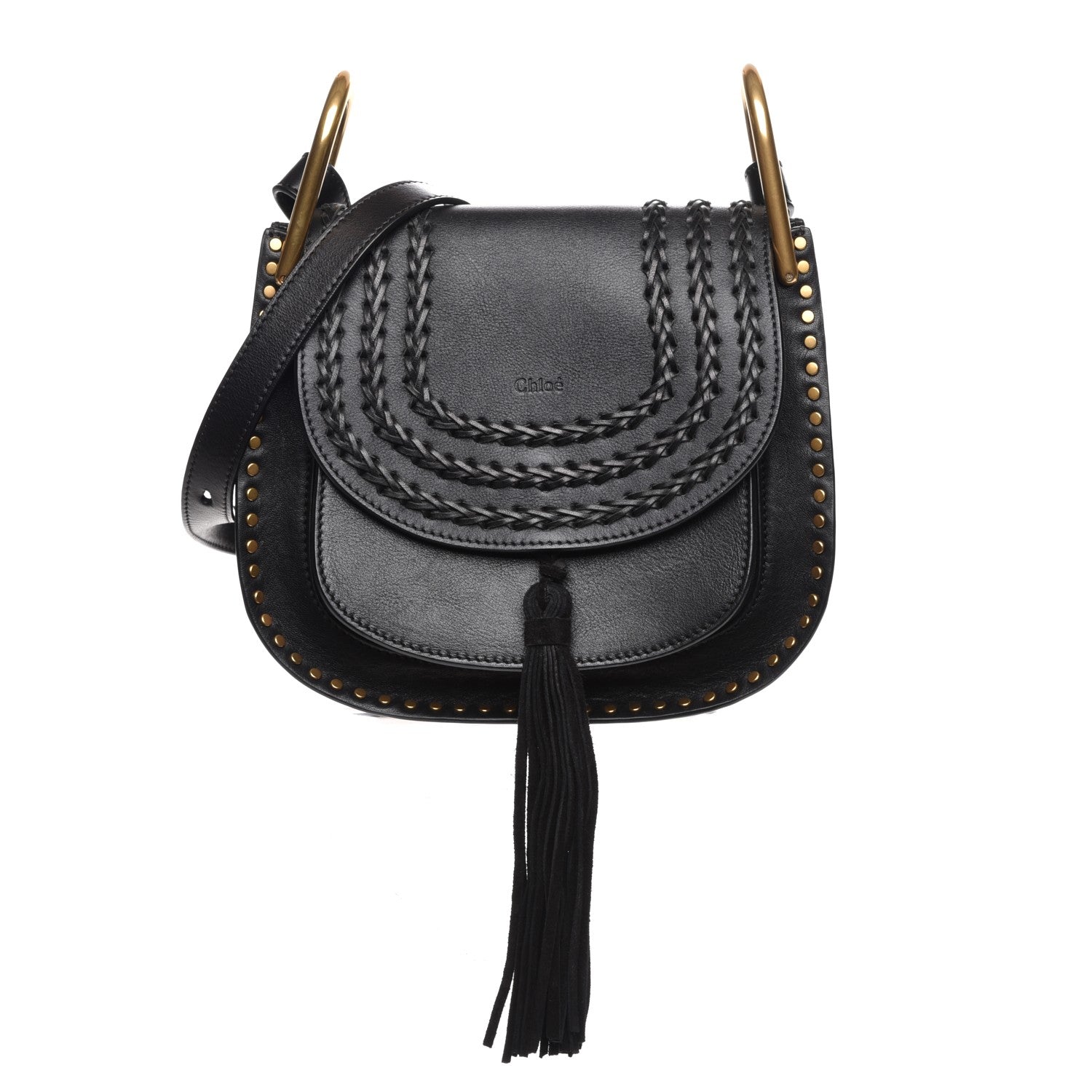 Chloe Calfskin Braided Small Hudson Shoulder Bag Black 1 of 7