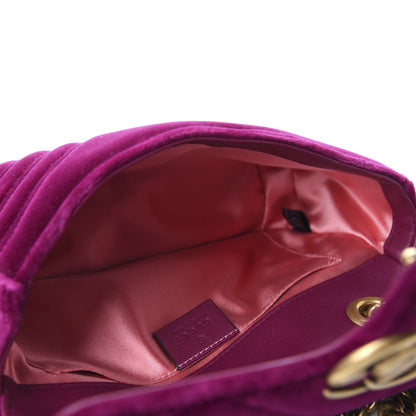 Gucci Velvet Matelasse Mini GG Marmont Shoulder Bag Fuchsia Violet Cyclamen 5 of 10