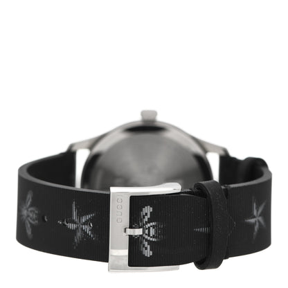 Gucci Stainless Steel Calfskin 38mm G-Timeless Bee Star Hologram Quartz Watch Black 3 of 4