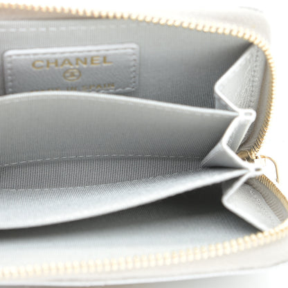 Chanel Metallic Lambskin Quilted 19 Zip Around Coin Purse Wallet Silver 8 of 11