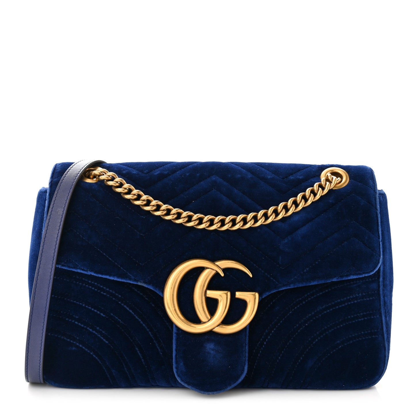 Velvet Matelasse Mini GG Marmont Shoulder Bag Cobalt Blue