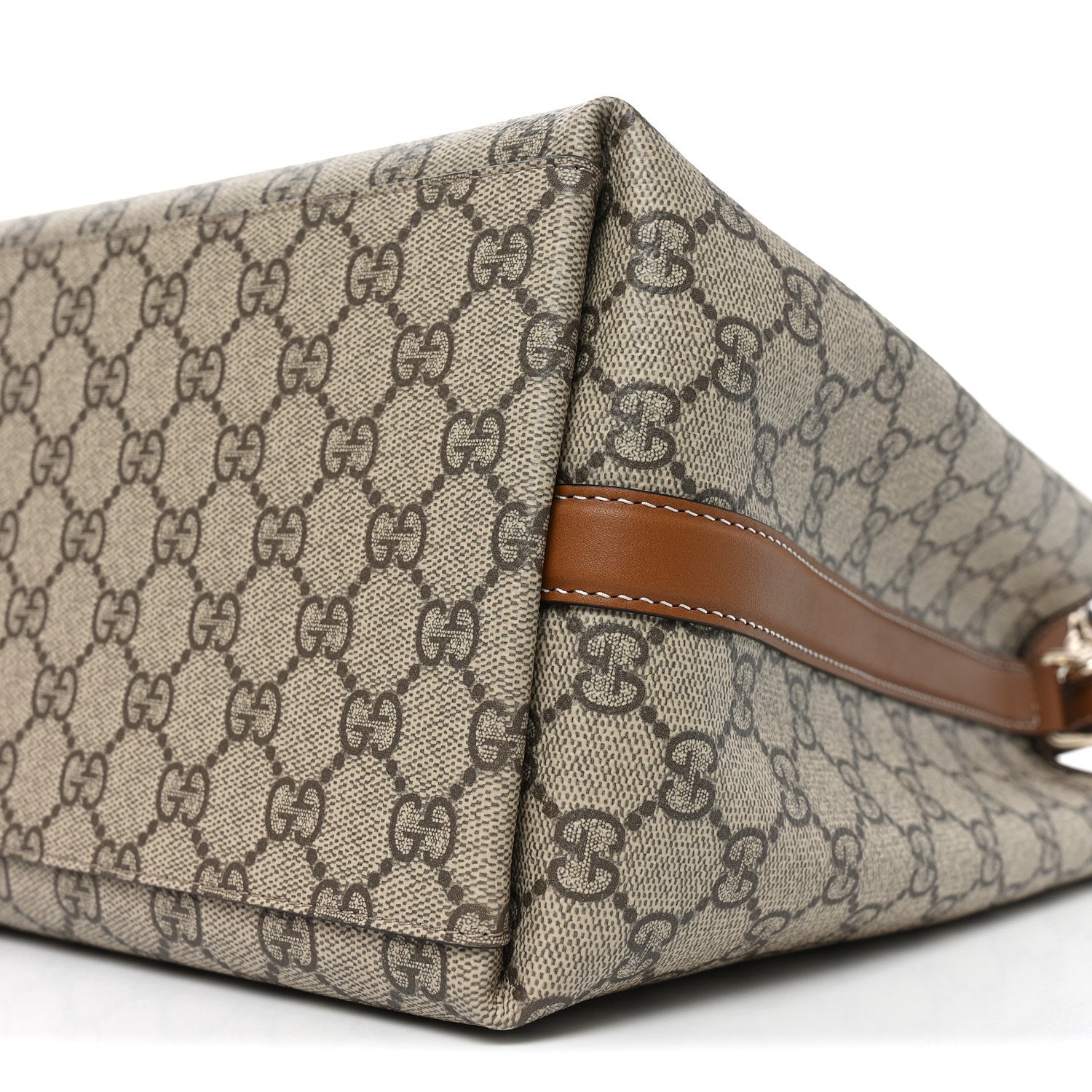 Gucci GG Supreme Monogram Medium Emblem Bucket Bag Beige Brown 9 of 9
