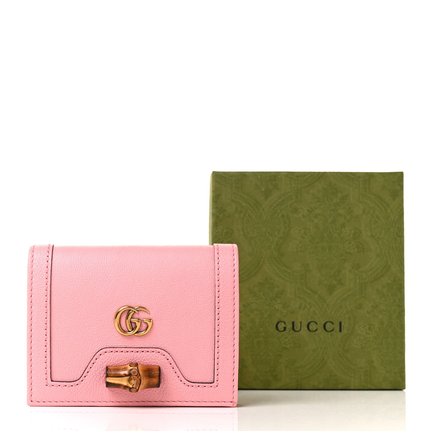 Gucci Wonka Grain Calfskin Diana Card Case Wallet Wild Rose 9 of 9