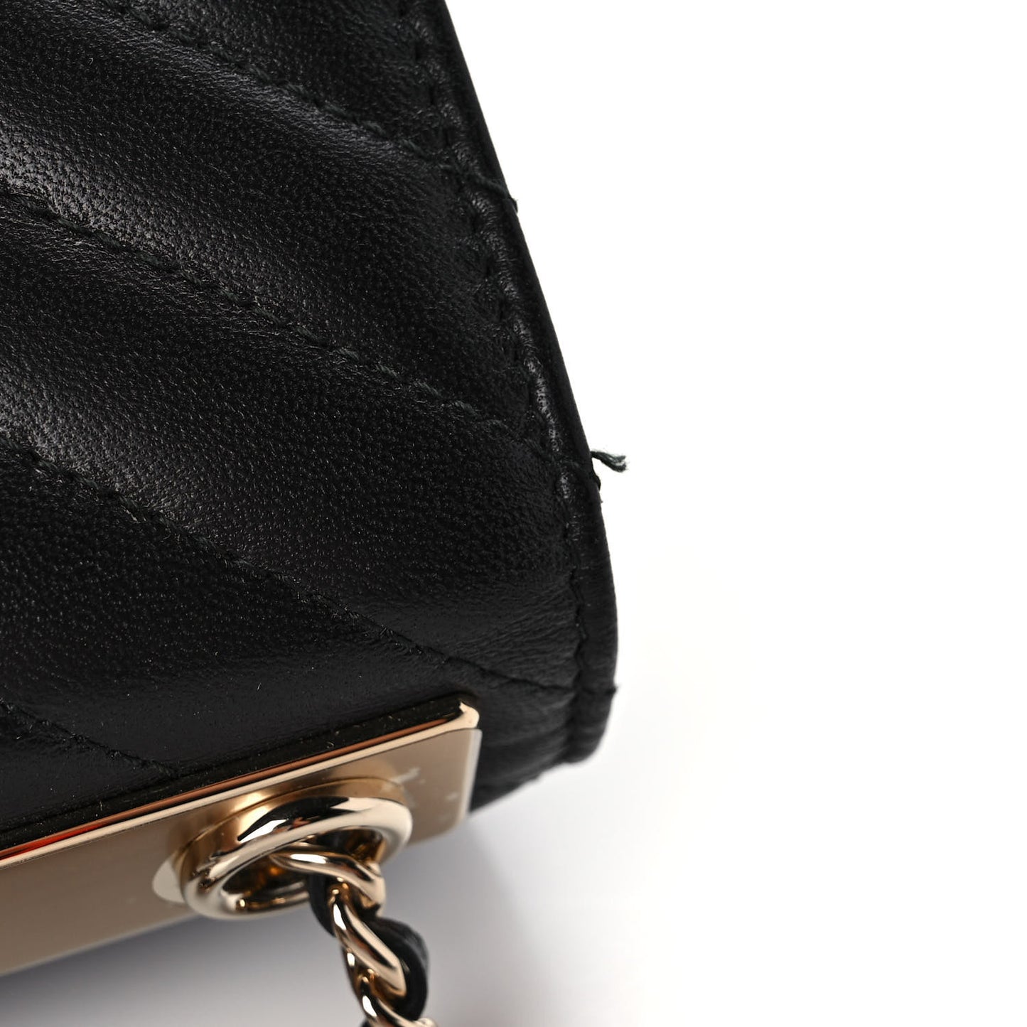 Lambskin Chevron Quilted Trendy CC Wallet On Chain WOC Black