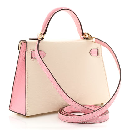 Hermes Chevre Mysore Horseshoe Mini Kelly Sellier 20 Nata Rose Sakura 2 of 10