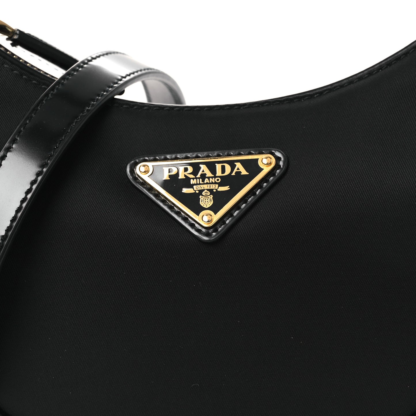 Re-Nylon Spazzolato Mini Arque Shoulder Bag Black