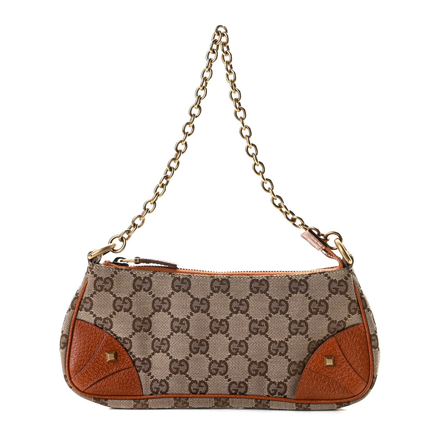Gucci Monogram Horsebit Nail Chain Pochette Orange 1 of 7