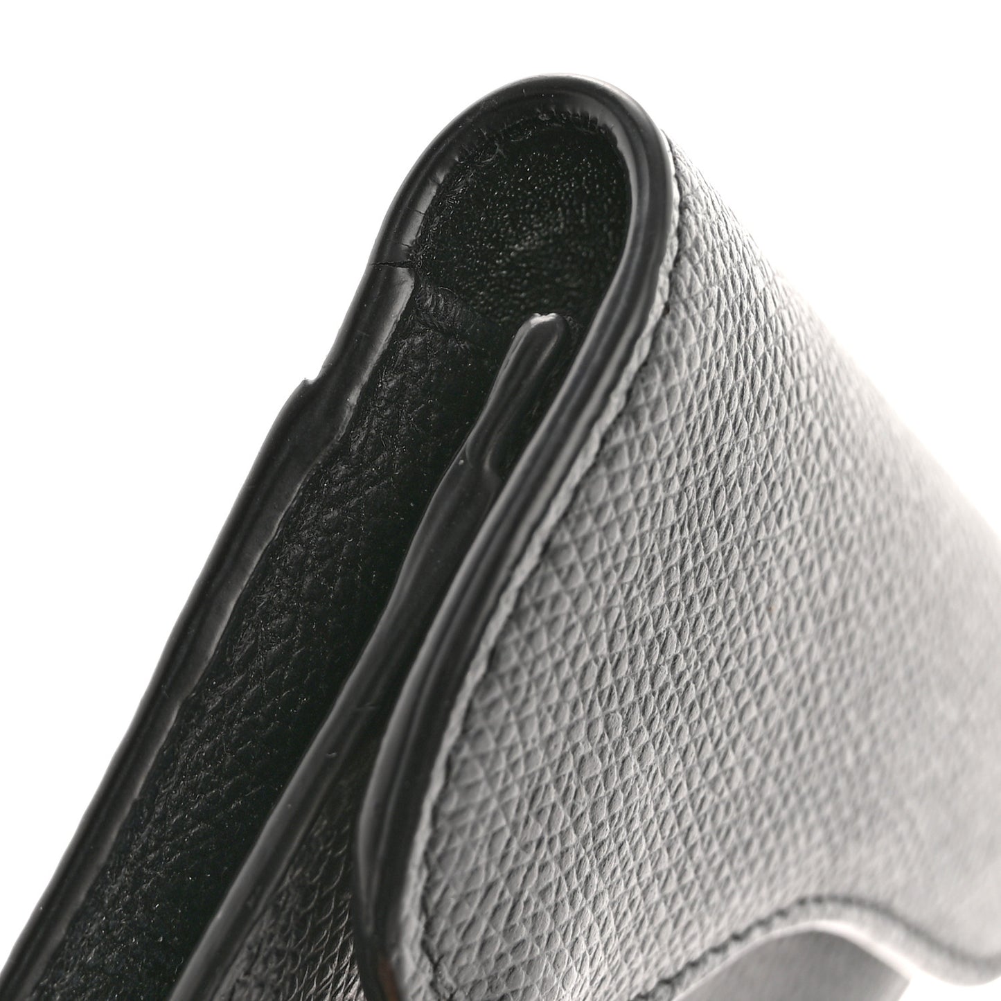Grained Calfskin Saddle Card Holder Black