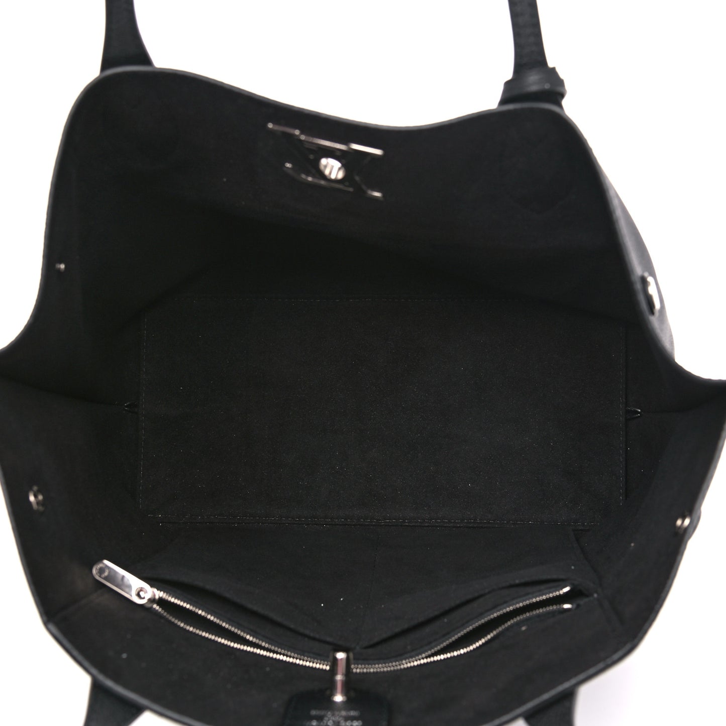 Calfskin Lockme Go Tote Black