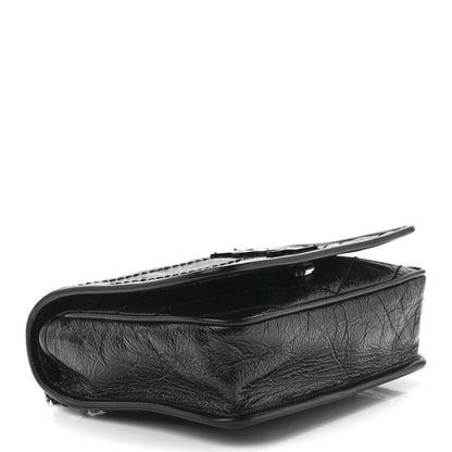 Saint Laurent Crinkled Calfskin Matelasse Monogram Niki Chain Wallet Black 3 of 10