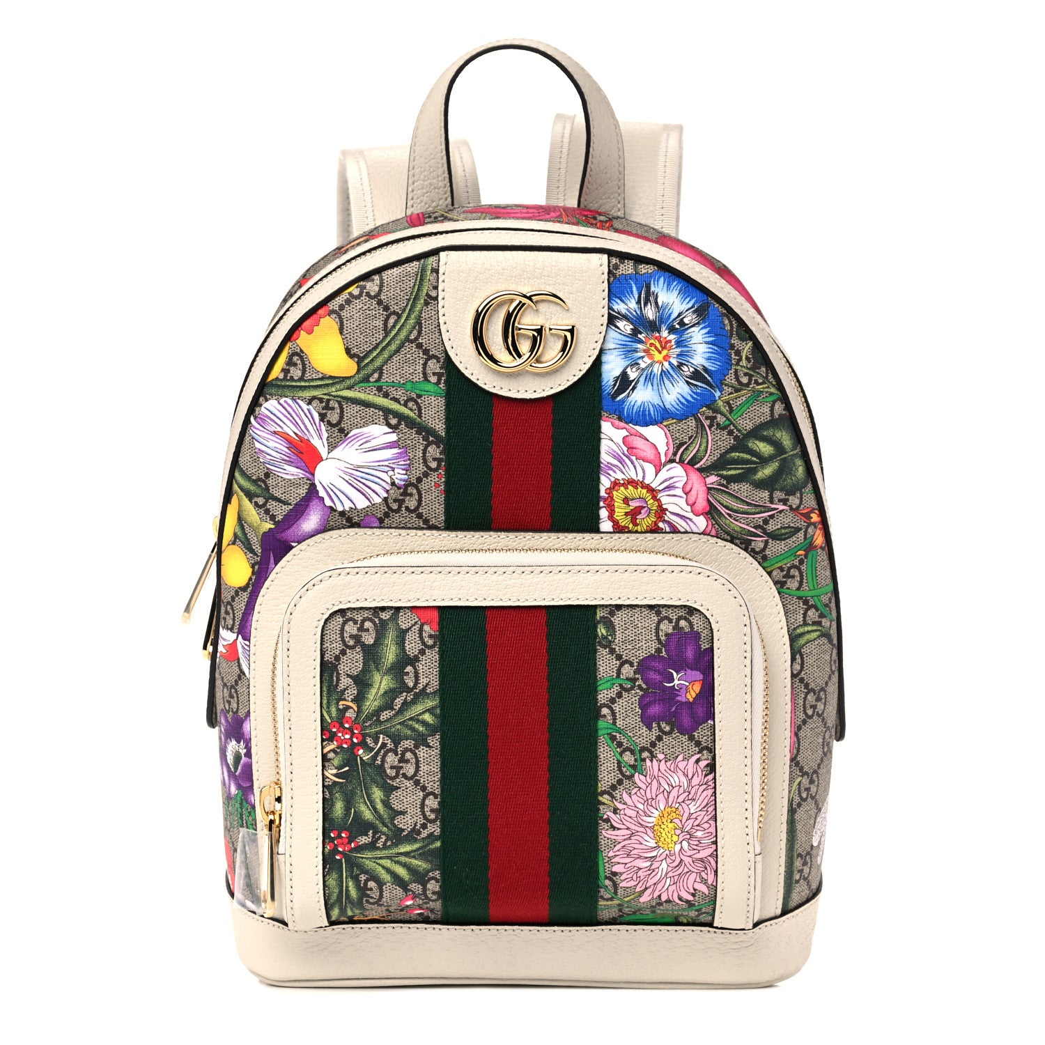 Gucci GG Supreme Monogram Flora Web Small Ophidia Day Backpack White 1 of 10