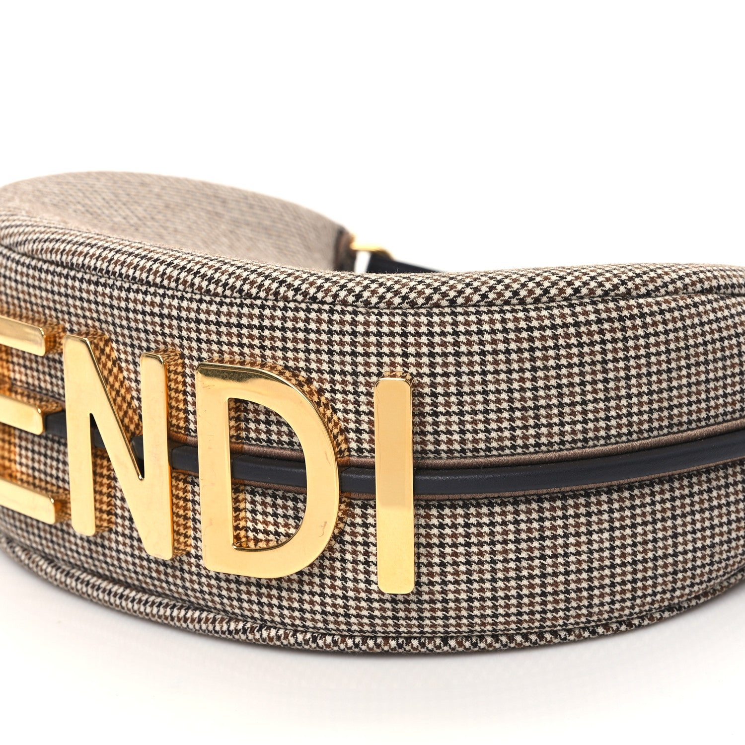 Fendi Wool Vitello Grace Small Houndstooth Small Fendigraphy Hobo Bag Beige Ebano 10 of 10